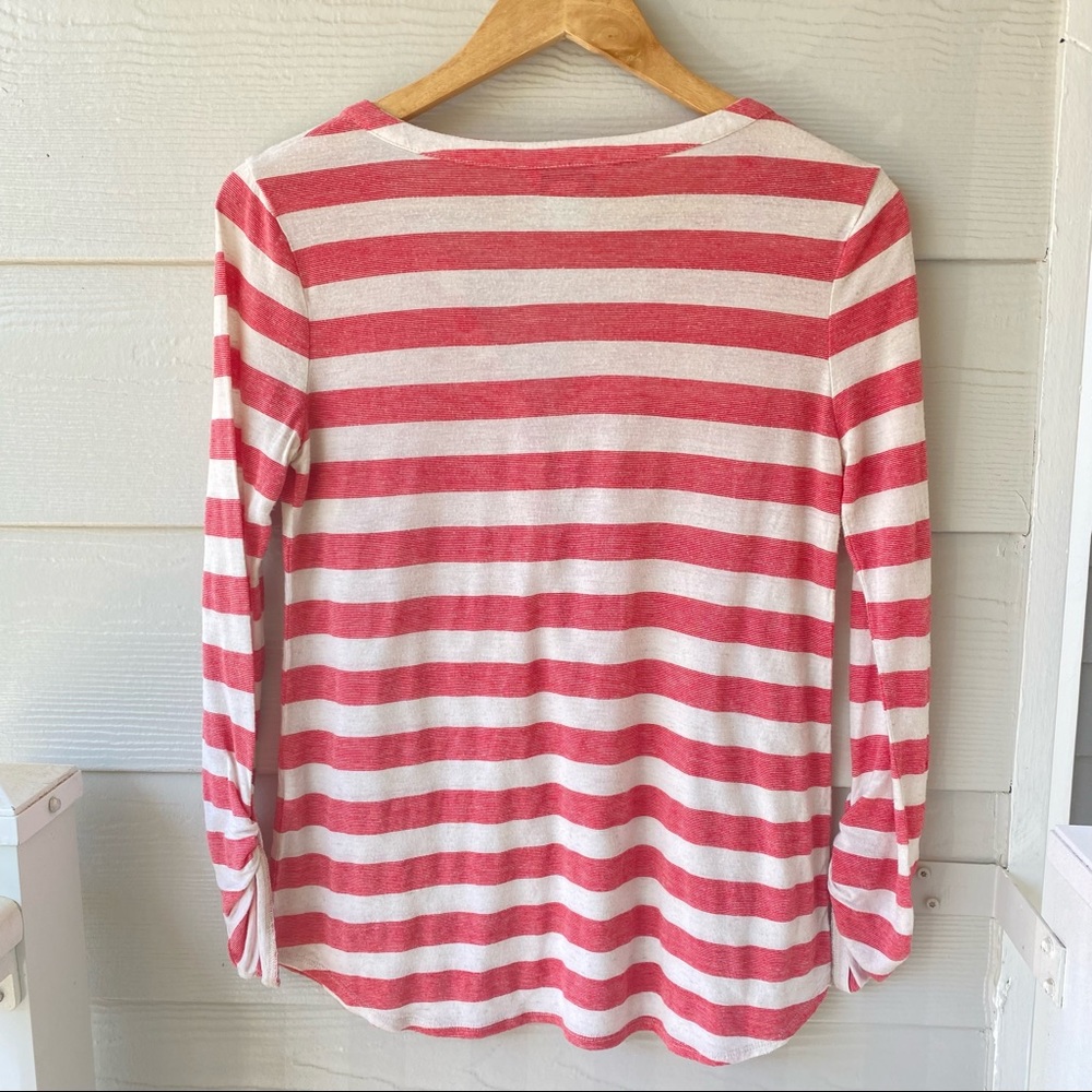 LUCKY BRAND Red & White Stripe Front Pocket Thermal Long Sleeve Top - Picture 5 of 14
